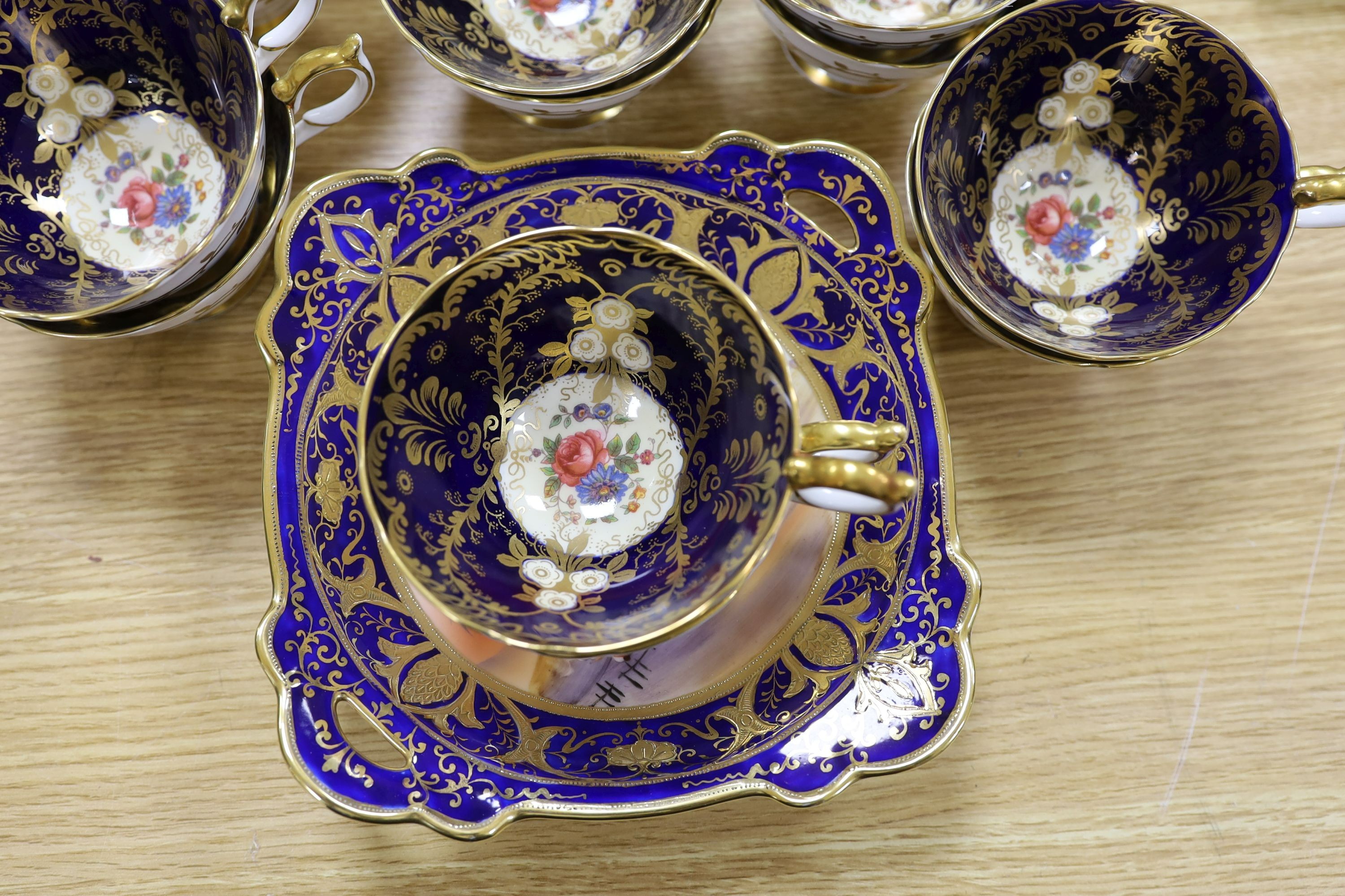 An Aynsley Royalty deco tea set and a Noritake dish